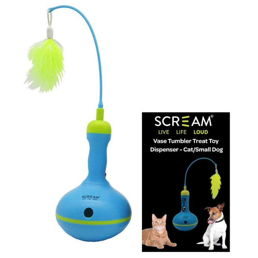 Scream Vase Tumbler Treat Toy Dispenser Cat And Small Dog Loud