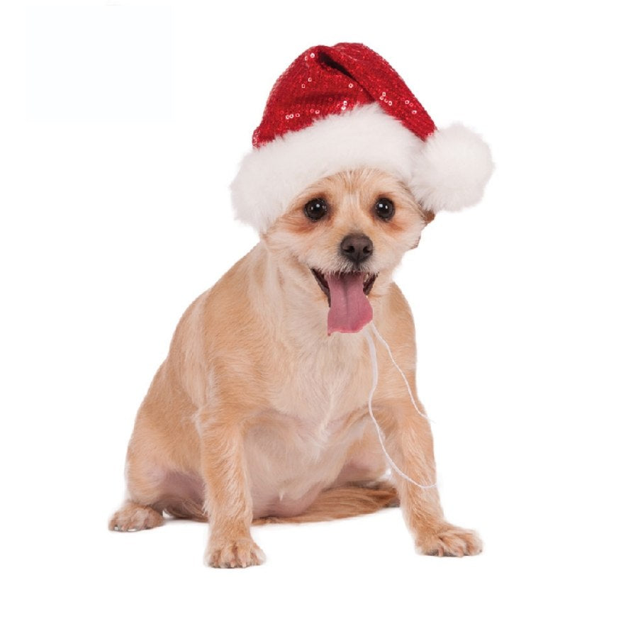 Sequin Santa Pet Hat, Red