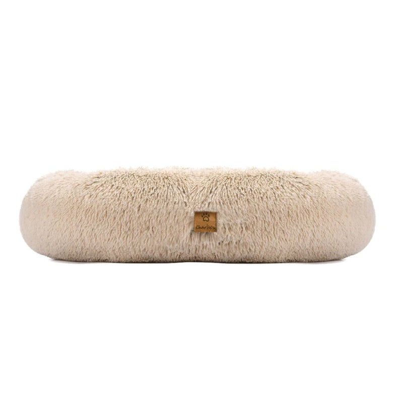 Charlies Shaggy Faux Fur Round Donut Calming Dog Bed