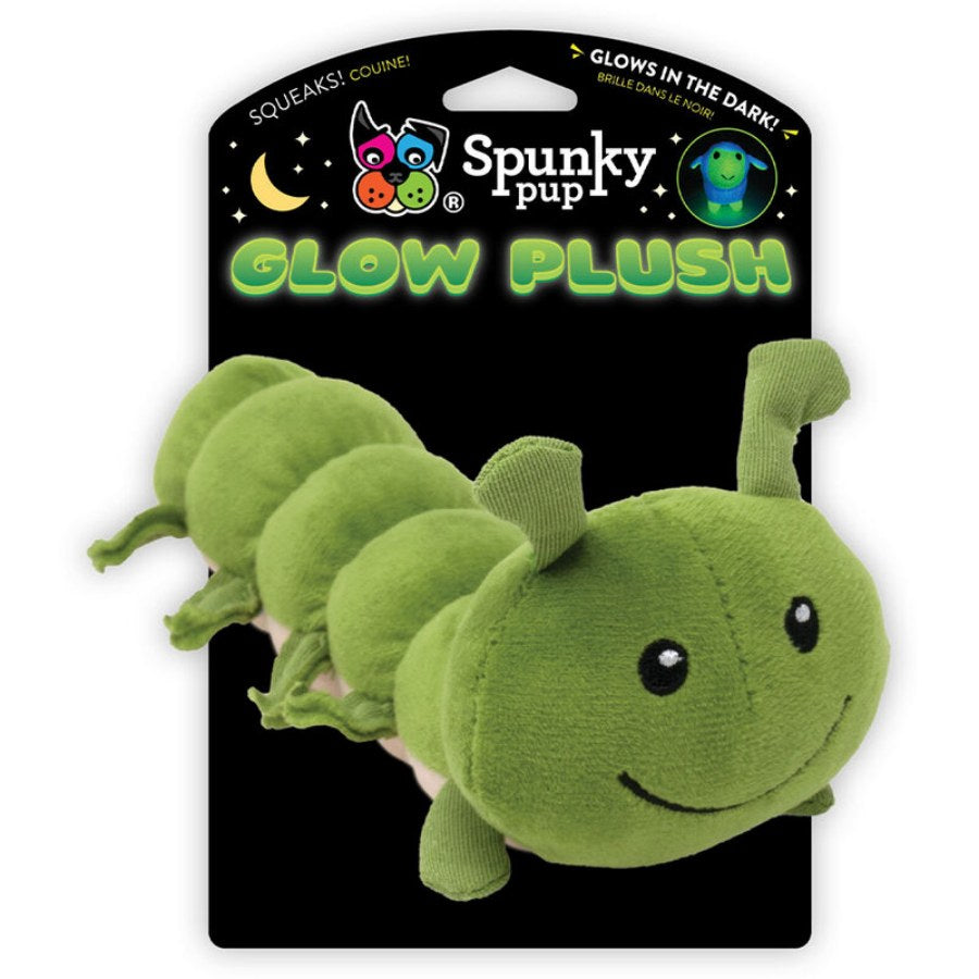 Spunky Pop Glow Plush Caterpillar Dog Toy