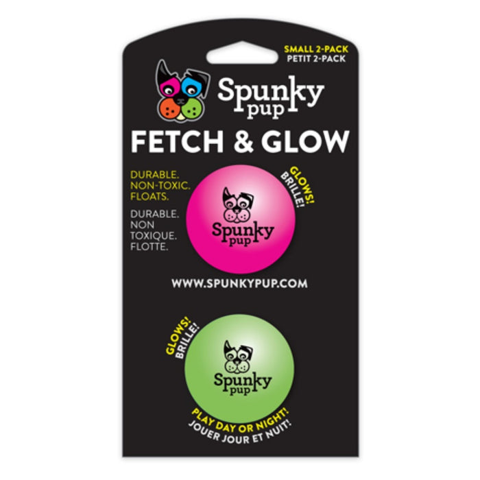 Spunky Pup Fetch And Glow Ball Small Assorted Colors 2packs