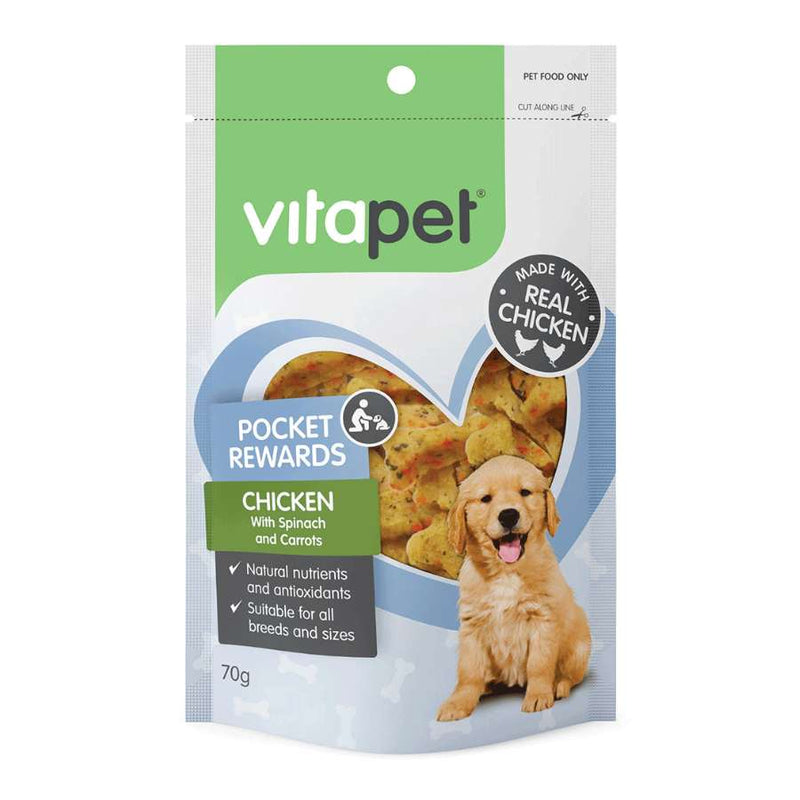 VitaPet Pocket Rewards Chicken And Vegetable Bones Dog Treats 70g